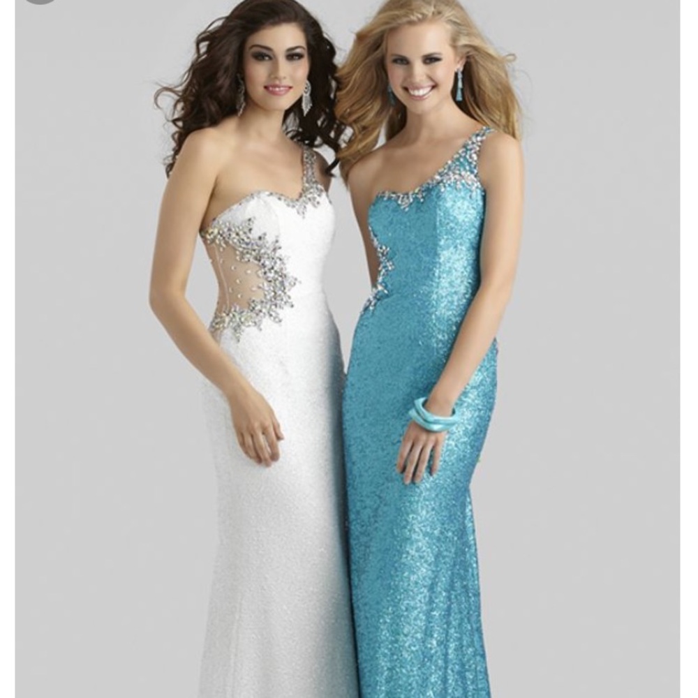 Clarisse turquoise sequin gown